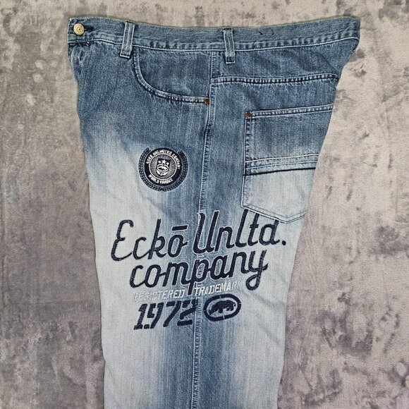 Ecko Unltd Baggy Jeans with Embroidered Logo Men's size 40 Y2K Skater Hip Hop - Picture 3 of 16